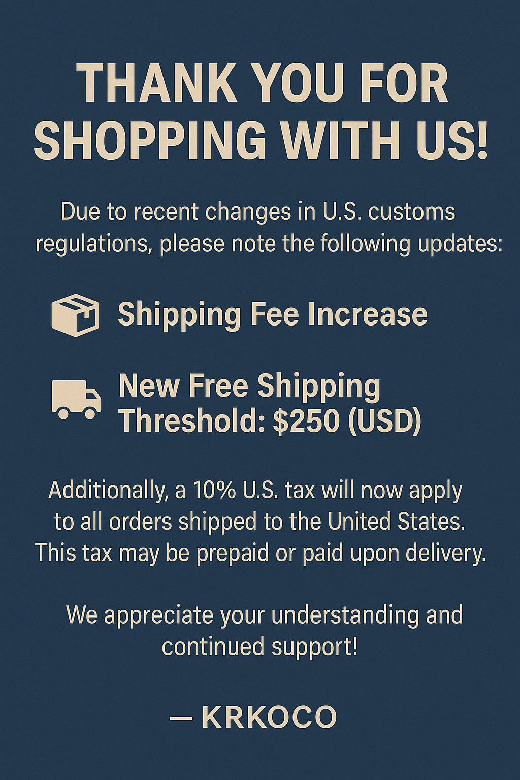 Thank You for Shopping with Us