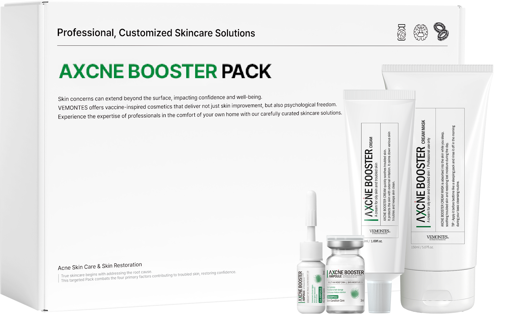 VEMONTES AXCNE Booster Ampoule Kit Agent 1 Agent 2 3ml*10ea - KRKOCO Main image