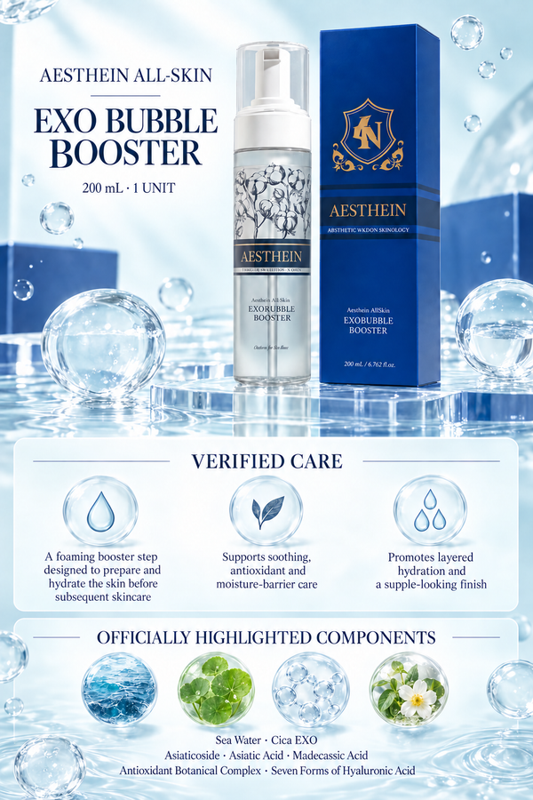 AESTHEIN All Skin Exo Bubble Booster 200 mL, 1 unit, with verified care highlights and selected official components