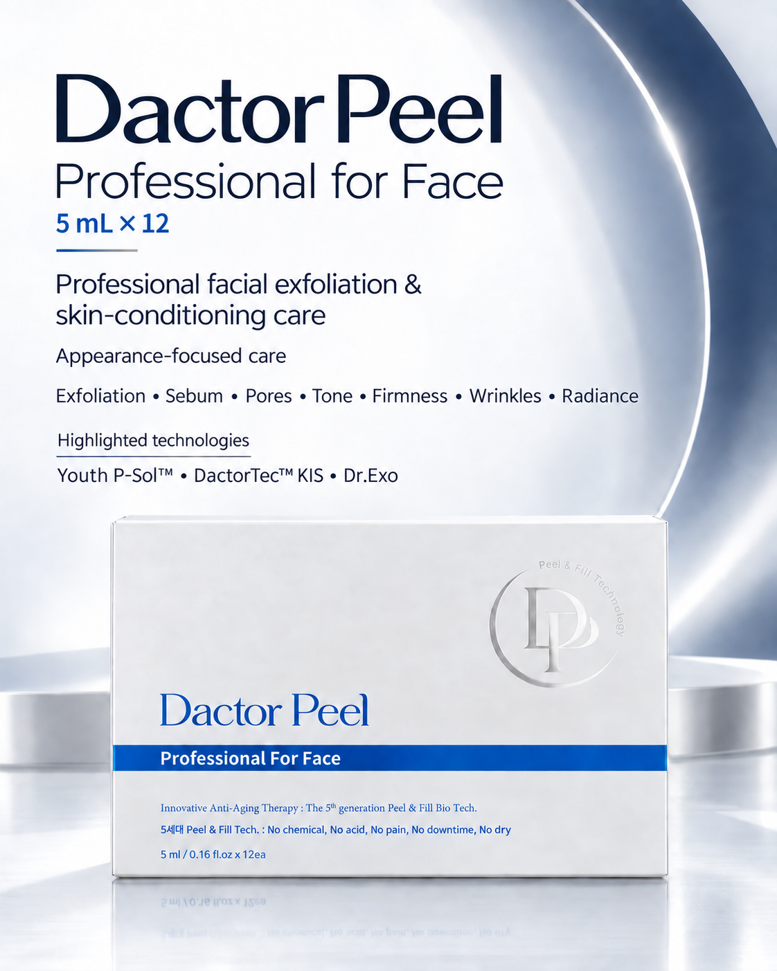Dactor Peel Professional For Face Set with Brush (5ml x 12ea + Brush 1ea) Immagine secondaria del prodotto