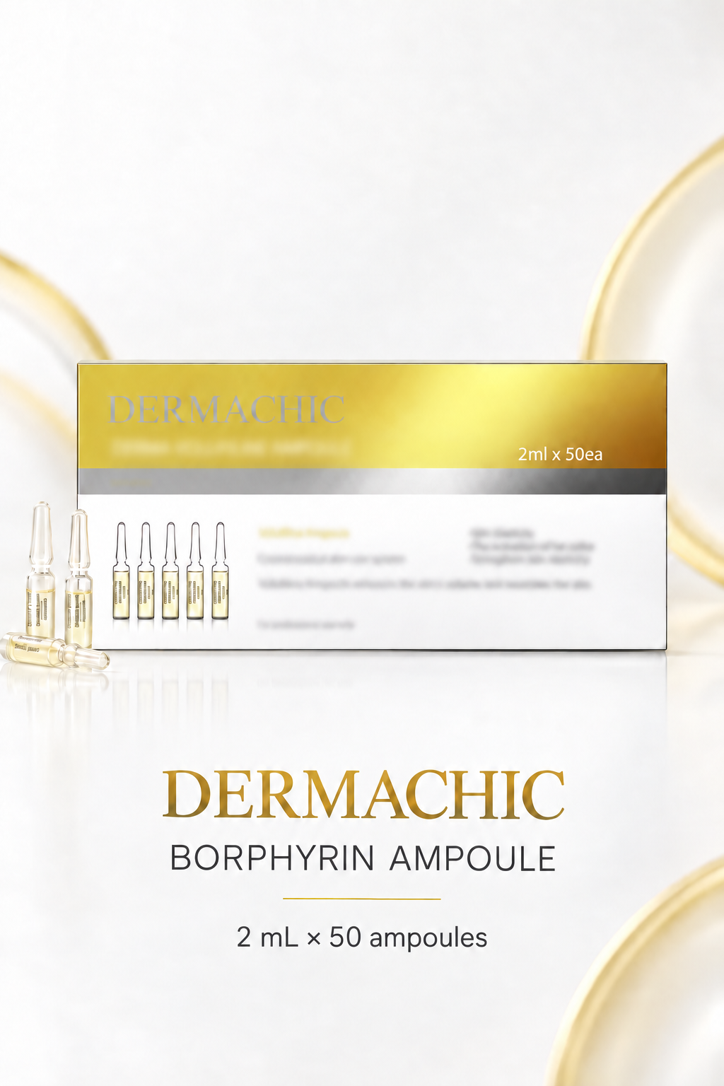 DERMACHIC Borphyrin Ampoule 2 mL x 50 ampoules with a genuine gold package reference on a clean detail layout