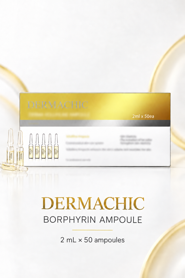 DERMACHIC Borphyrin Ampoule 2 mL x 50 ampoules with a genuine gold package reference on a clean detail layout