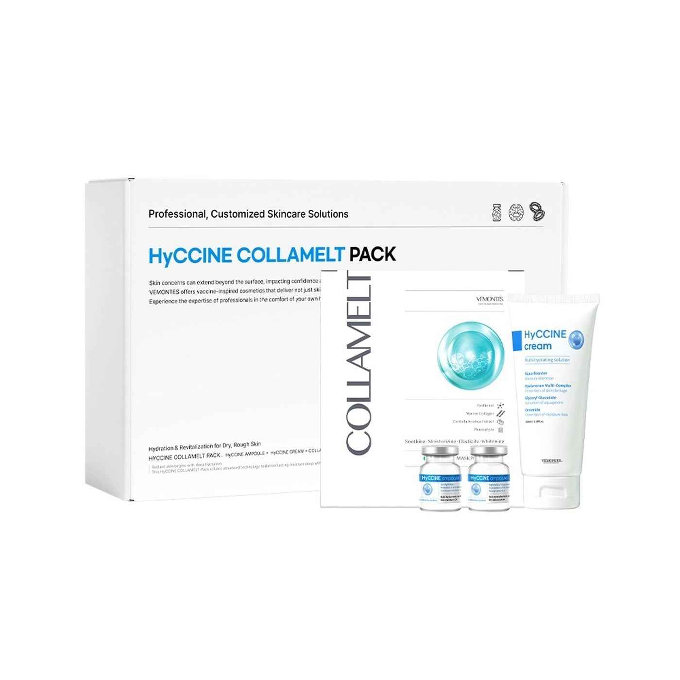 VEMONTES HyCCINE Collamel Pack Ampoule Step 1 x 2ea + Step 2 x 2ea / HyCCINE Cream 100ml / Collamel Mask 5ea Hauptbild