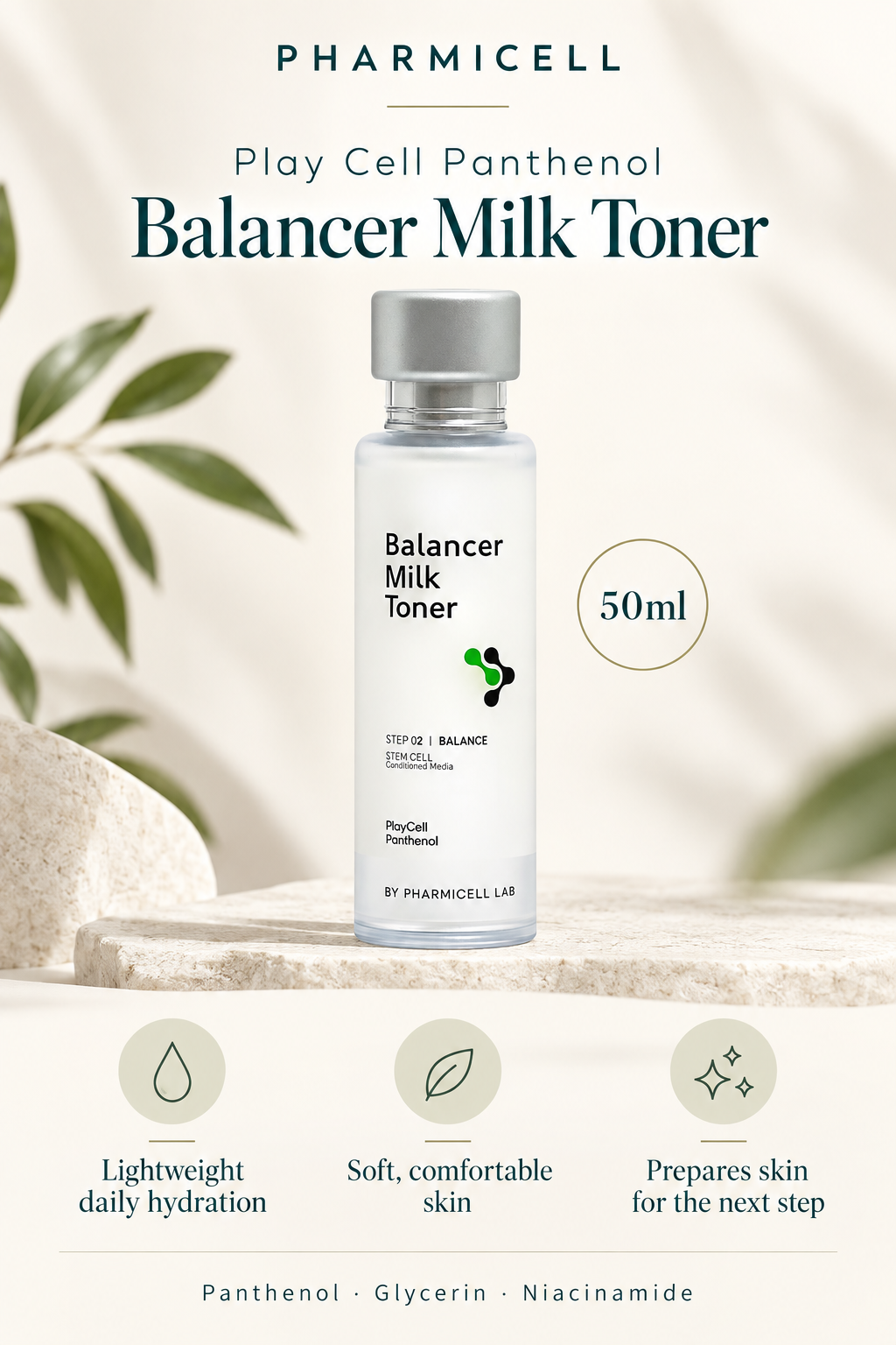 PHARMICELL Play Cell Panthenol Balancer Milk Toner (50ml) Secondary image