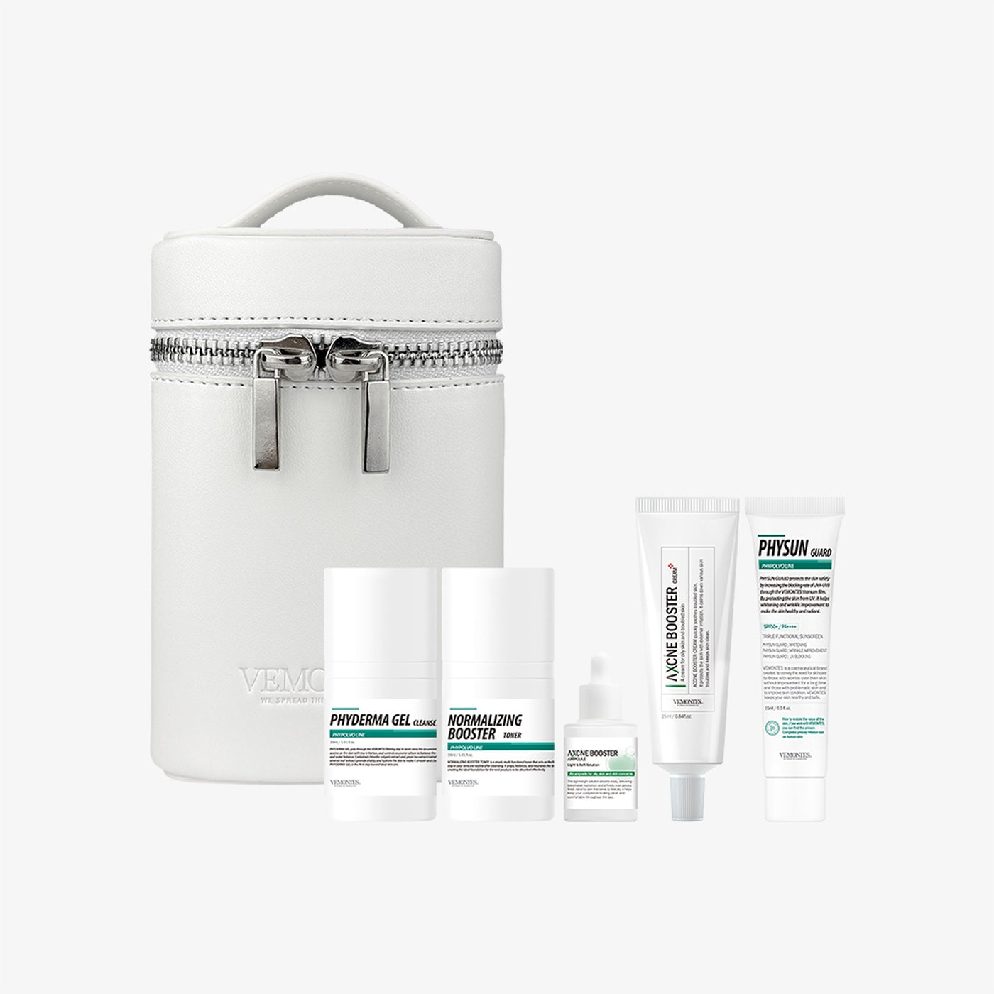 VEMONTES Trial Kit AC Phyderma Gel 30ml / Normalizing Booster 30ml / AXCNE Ampoule 15ml / AXCNE Cream 25ml / Physun Guard 15ml Image principale du produit